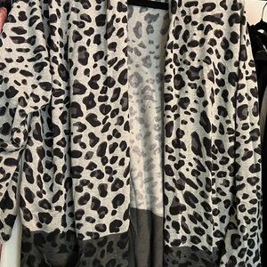 Premise Black and Gray Animal Print Teddy Jacket